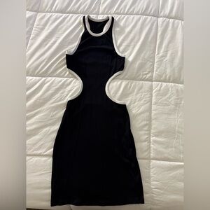 Elegant Black and White Cutout Dress